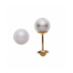 Aretes con perla de 5mm con plato en oro