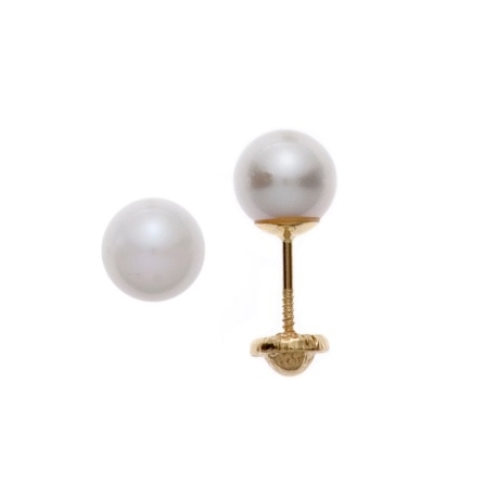 Aretes con perla de 5mm  con plato en oro